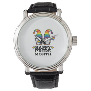 Reloj De Pulsera Camiseta vintage de arcoíris del gnomo del mes del