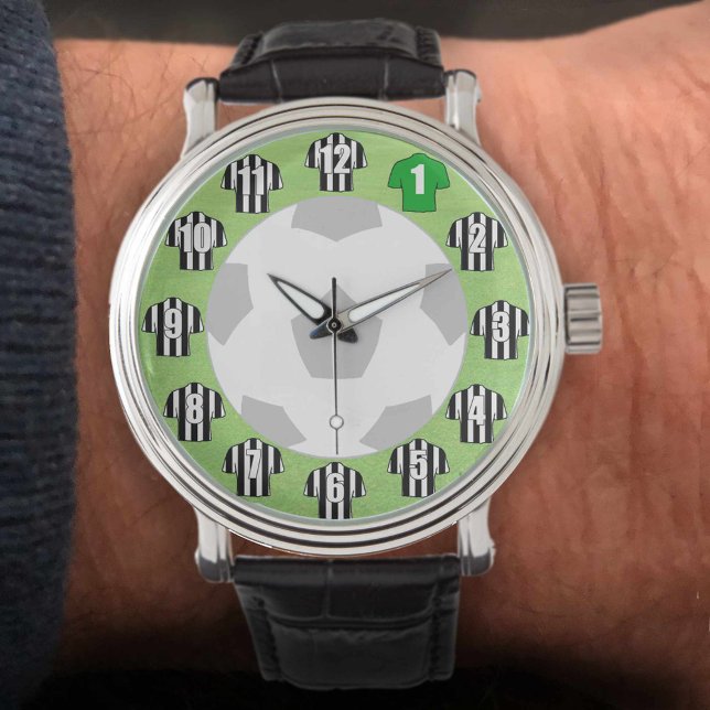 Reloj De Pulsera Camisetas de fútbol con franjas negras y blancas (Subido por el creador)