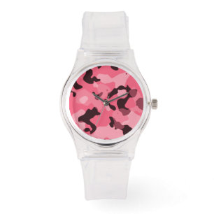 Reloj De Pulsera Camo rosa rosado; camuflaje