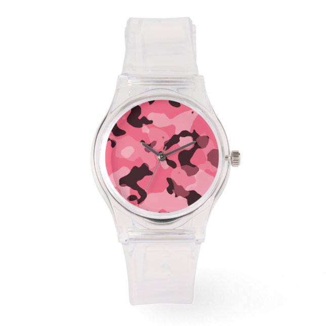 Reloj De Pulsera Camo rosa rosado; camuflaje (Anverso)