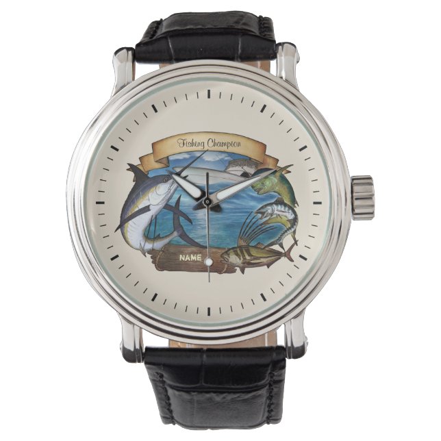 Reloj De Pulsera Campeón de pesca (personalizable) (Anverso)