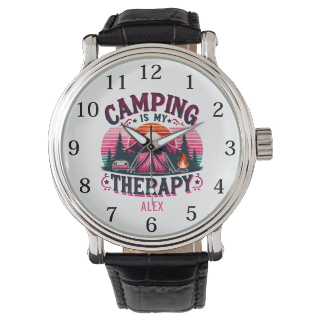 Reloj De Pulsera Camping Es Mi Terapia (Anverso)