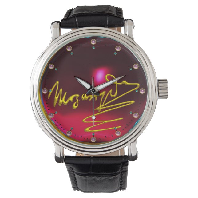 RELOJ DE PULSERA CAMPO A MOZART, BURGUNDY GEMSTONE ROJO (Anverso)