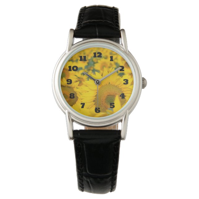 Reloj De Pulsera Campo amarillo de girasoles, fotografía (Anverso)