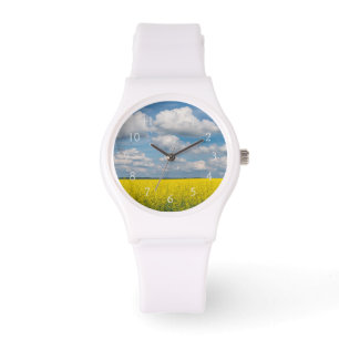 Reloj De Pulsera Campo de Canola & Nubes