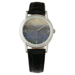 Reloj De Pulsera Campo de Flores de Red Azul (Paisaje Rural)