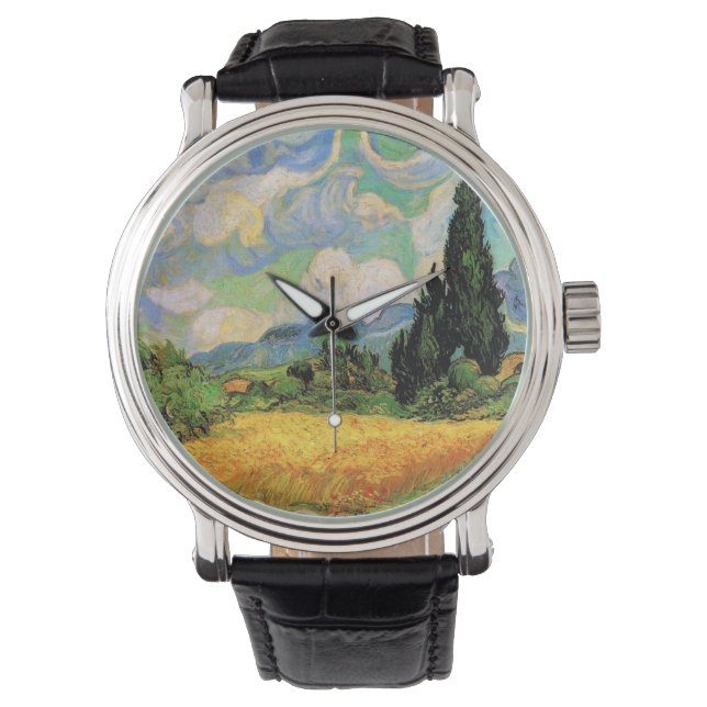 Reloj De Pulsera Campo de trigo Van Gogh con cipreses en la Alta Ga (Anverso)