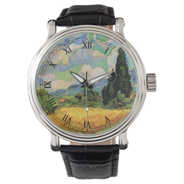 Reloj De Pulsera Campo de trigo Van Gogh con cipreses en la Alta Ga (Anverso)