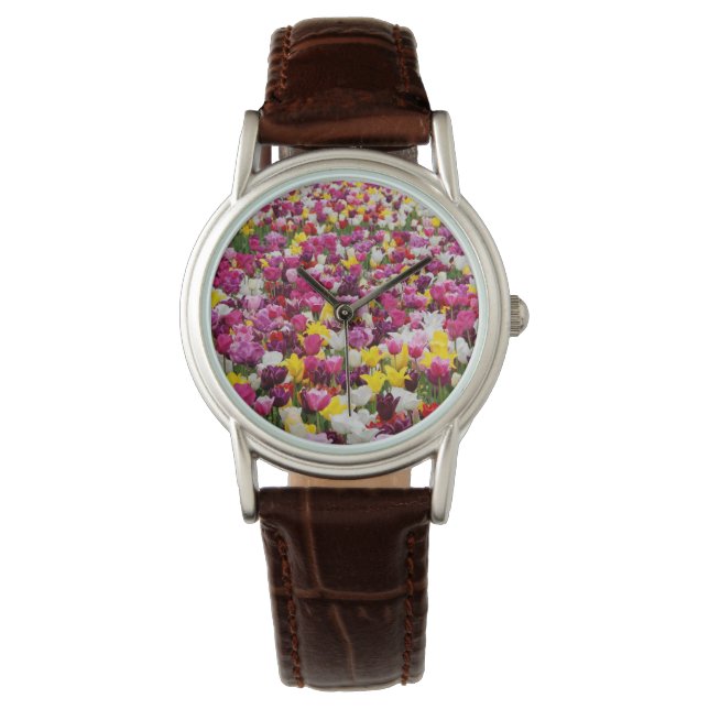 Reloj De Pulsera campo lleno de tulipanes (Anverso)