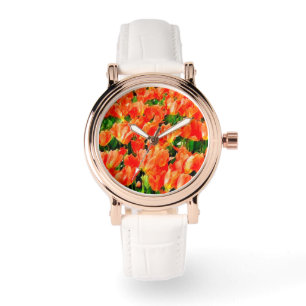 Reloj De Pulsera campo naranja de tulipanes
