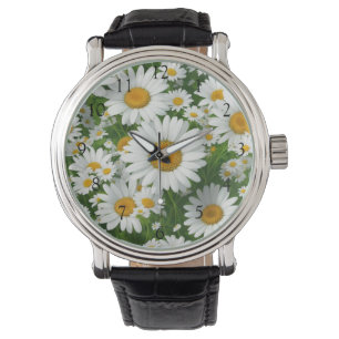 Reloj De Pulsera Campos blancos de daisies flores blancas