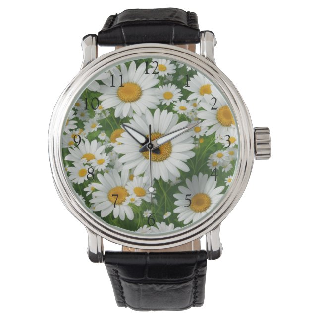 Reloj De Pulsera Campos blancos de daisies flores blancas (Anverso)