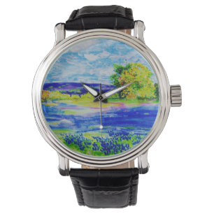 Reloj De Pulsera campos de red azul