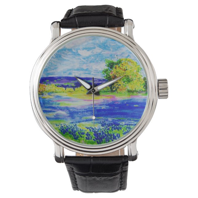 Reloj De Pulsera campos de red azul (Anverso)
