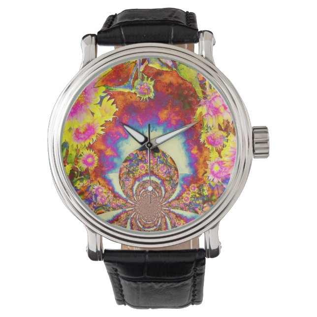 Reloj De Pulsera Campos solares de girasol para siempre (Anverso)
