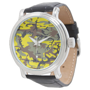 Reloj De Pulsera Camuflaje Amarillo y Marrón, Militar, Ejército