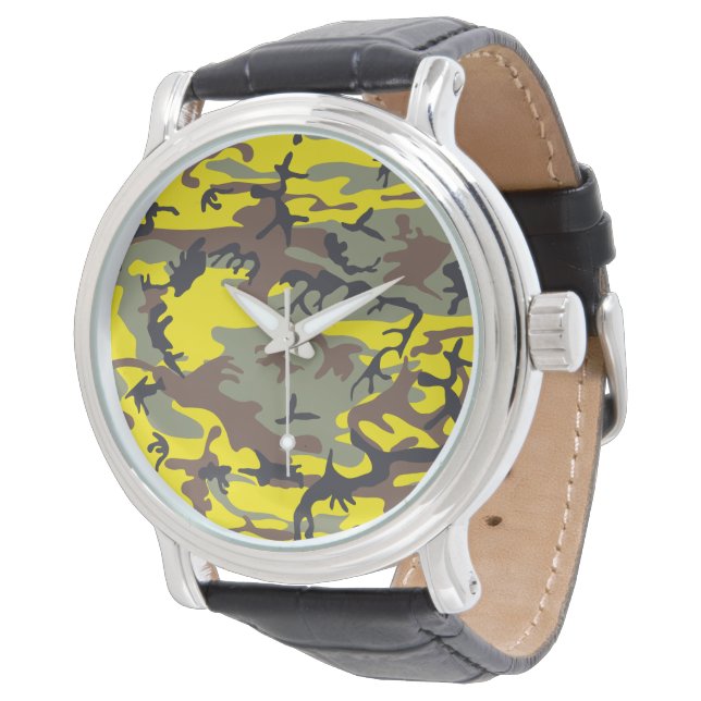 Reloj De Pulsera Camuflaje Amarillo y Marrón, Militar, Ejército (Angular)