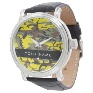 Reloj De Pulsera Camuflaje Amarillo y Marrón Personaliza tu nombre