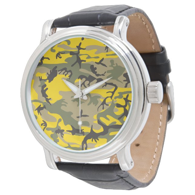 Reloj De Pulsera Camuflaje amarillo y verde, militar, ejército (Angular)