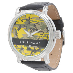 Reloj De Pulsera Camuflaje Amarillo y Verde Personaliza tu nombre