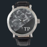 Reloj De Pulsera Camuflaje Camo Monograma Personalizado<br><div class="desc">Este diseño puede ser personalizado en el área proporcionada cambiando la foto y/o el texto. O puede personalizarse haciendo clic en Personalizar esta plantilla y, a continuación, eligiendo la opción de hacer clic en el personalizar y eliminando o cambiando el color del fondo, agregando texto, cambiando el color o estilo...</div>