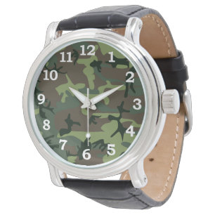 Reloj De Pulsera Camuflaje Camo Patrón Verde Marrón