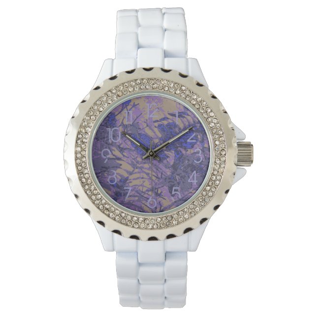 Reloj De Pulsera Camuflaje contra la flor azul (Anverso)