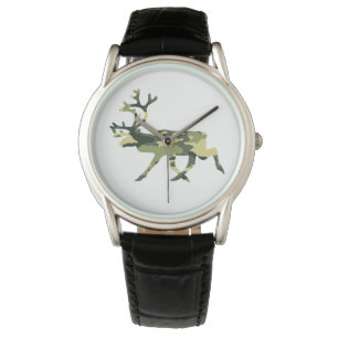Reloj De Pulsera Camuflaje de bosques de renos/caribú/camo