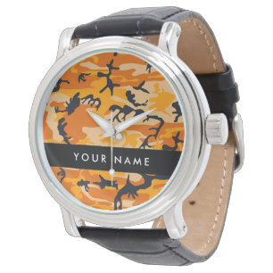Reloj De Pulsera Camuflaje Naranja Personaliza tu nombre