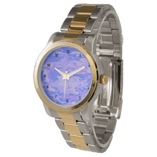 Reloj De Pulsera Camuflaje Pastel Azul Resumen Patrón femenino