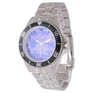 Reloj De Pulsera Camuflaje Pastel Azul Resumen Patrón masculino