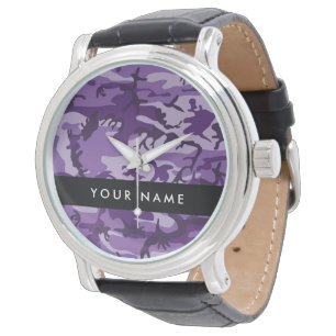 Reloj De Pulsera Camuflaje Púrpura Personaliza tu nombre