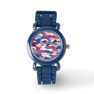 Reloj De Pulsera Camuflaje rojo blanco y azul