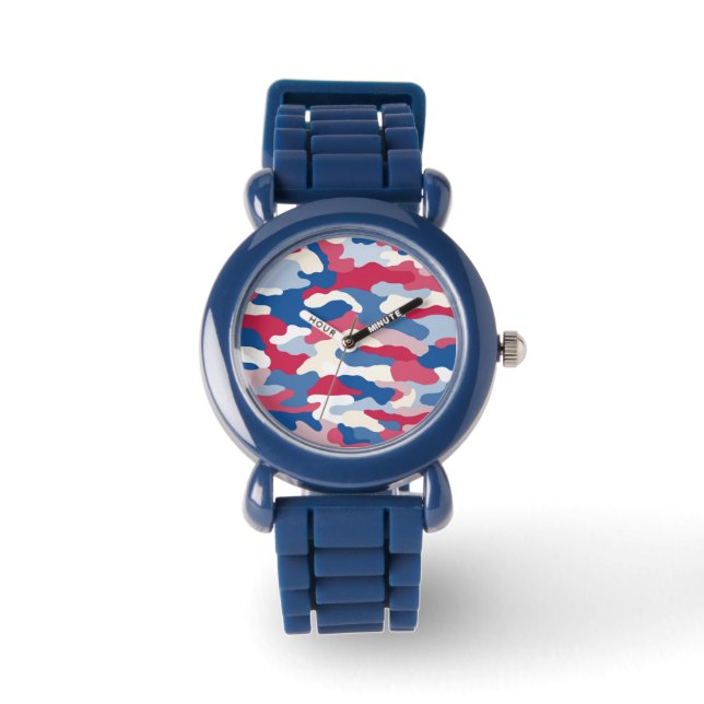 Reloj De Pulsera Camuflaje rojo blanco y azul (Anverso)