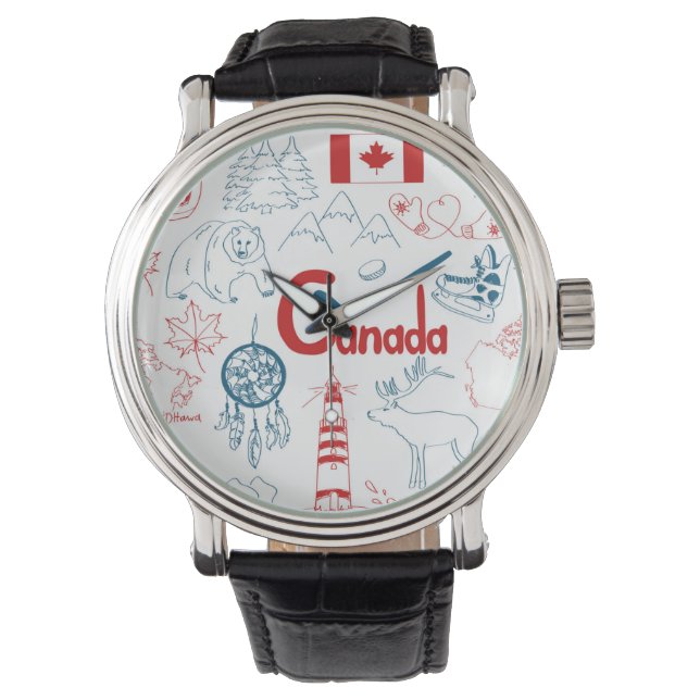 Reloj De Pulsera Canadá | Patrón de símbolos (Anverso)