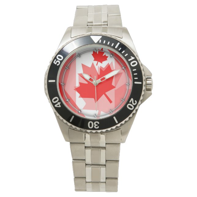 Reloj De Pulsera Canadiense de estilo con capas de hojas de arce ro (Anverso)