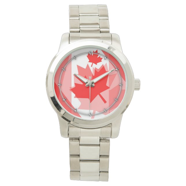 Reloj De Pulsera Canadiense de estilo con capas de hojas de arce ro (Anverso)
