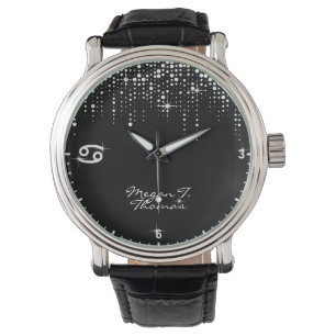 Reloj De Pulsera Cáncer Rótulo Zodiaco Conducción Purpurina Secuenc