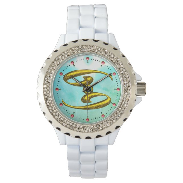 Reloj De Pulsera CÁNCER ZODIAC CUMPLEAÑOS JEWEL AQUA AZUL OPALE Ver (Anverso)