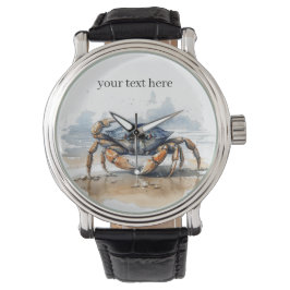 Reloj De Pulsera cangrejo caminando por la playa, personalizable