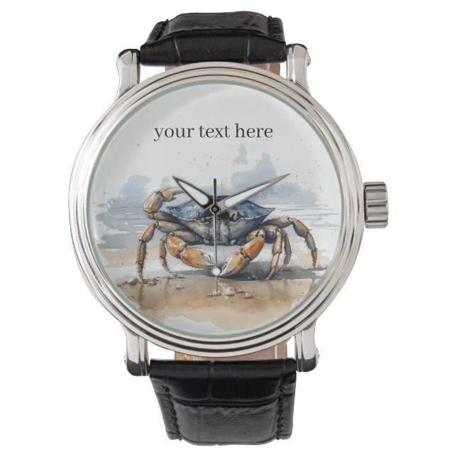 Reloj De Pulsera cangrejo caminando por la playa, personalizable (Anverso)
