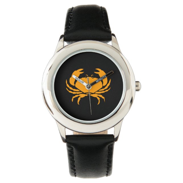 Reloj De Pulsera Cangrejo Ocean Glow_Naranja-on-Black (Anverso)