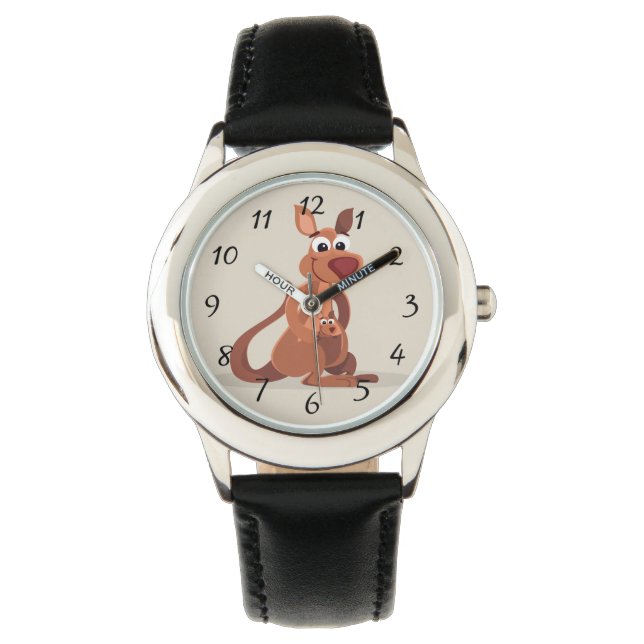 Reloj De Pulsera Canguro animado lindo con bebé (Anverso)