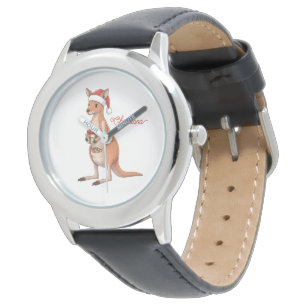 Reloj De Pulsera Canguro Personalizado Con Gorro De Santa Navidad