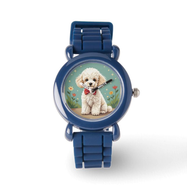 Reloj De Pulsera Caniche blanco adorable con corbata (Anverso)