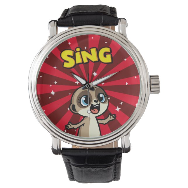 Reloj De Pulsera Cantando Meerkat (Anverso)