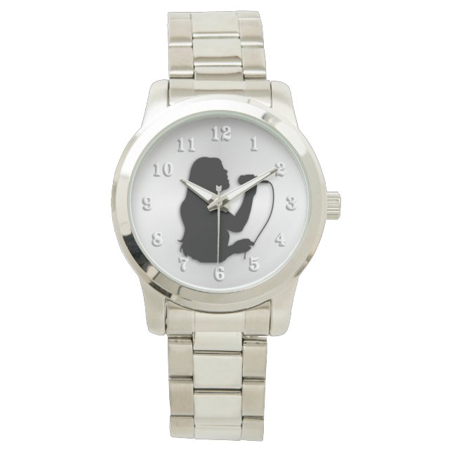 Reloj De Pulsera Cantante femenina con números blancos (Anverso)