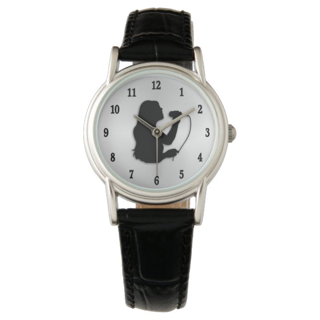 Reloj De Pulsera Cantante femenina con números negros (Anverso)