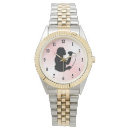 Reloj De Pulsera Cantante femenina con números negros rosada