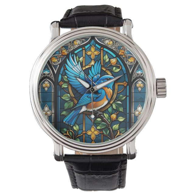 Reloj De Pulsera Canto Bluebird: Serenade de Vidrio Manchado (Anverso)